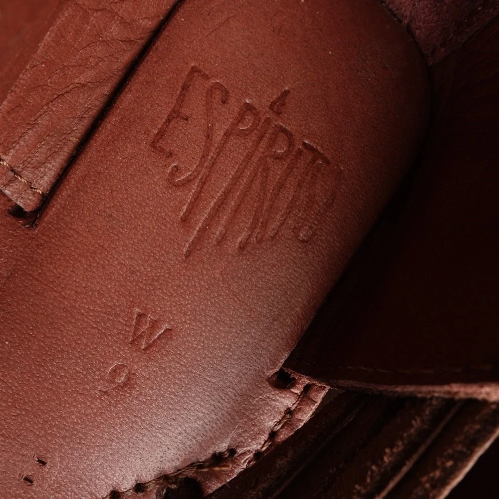 Woven Leather Espadrille Flats in Brown